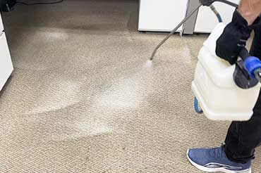 Technician applying advanced cleaning solution to remove stains